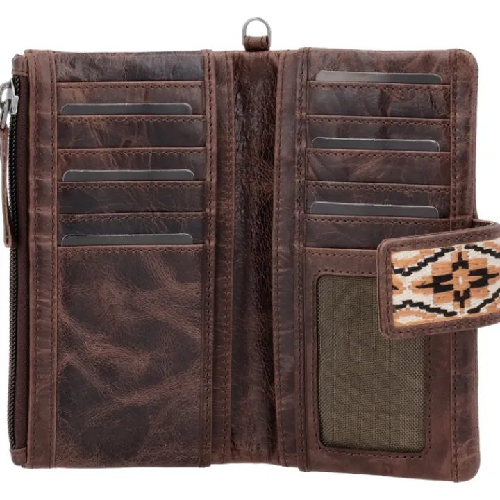 Grote Portemonnees|Leren Portemonnees>Hide & Stitches Next Navajo Wallet darkbrown