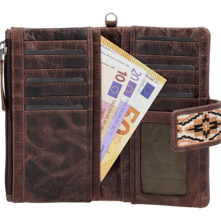 Grote Portemonnees|Leren Portemonnees>Hide & Stitches Next Navajo Wallet darkbrown