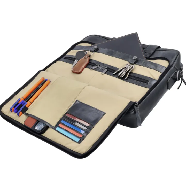 15.6 Inch Laptoptassen|Laptop Schoudertassen>Hide & Stitches Next Navajo Laptopbag black