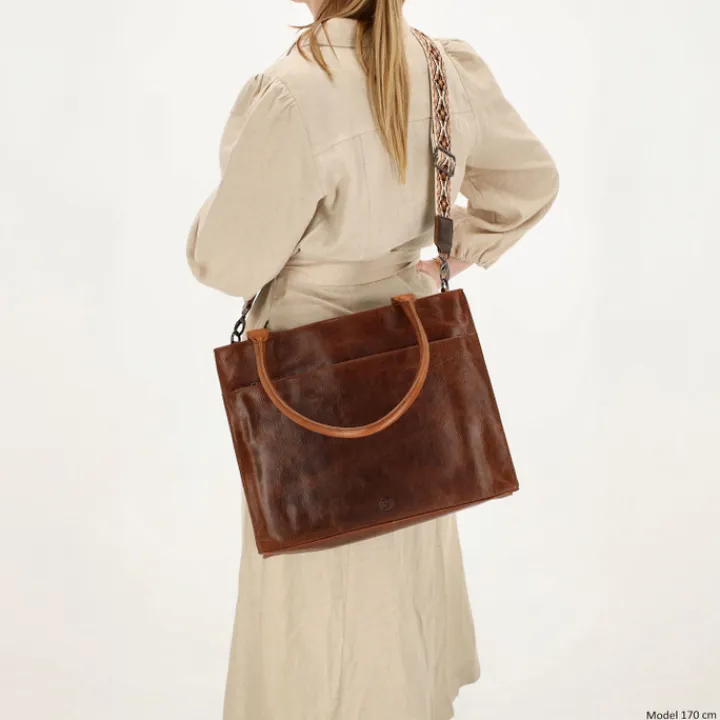 15.6 Inch Laptoptassen|Laptop Schoudertassen>Hide & Stitches Next Navajo Laptopbag brown