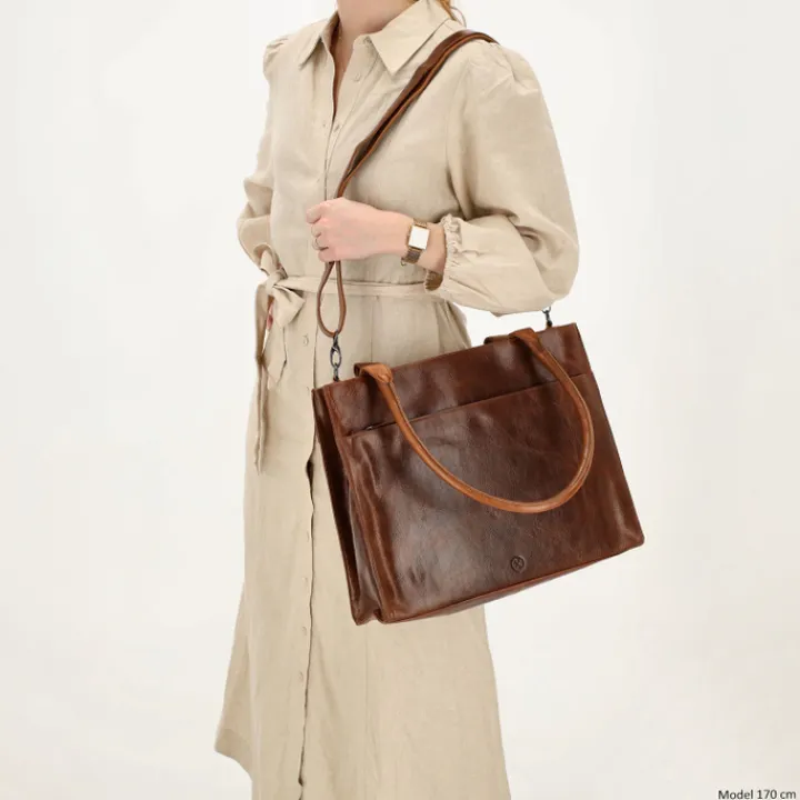 15.6 Inch Laptoptassen|Laptop Schoudertassen>Hide & Stitches Next Navajo Laptopbag brown