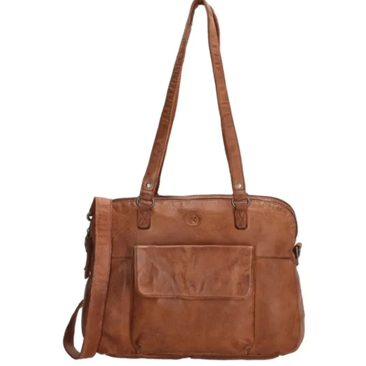 Schoudertassen|Damestassen>Hide & Stitches Paint Rock Shopper cognac