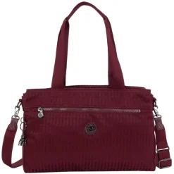 Dames Schooltassen|Schooltas Shoppers>Kipling Elysia Work S e jq maroon tile jacquard