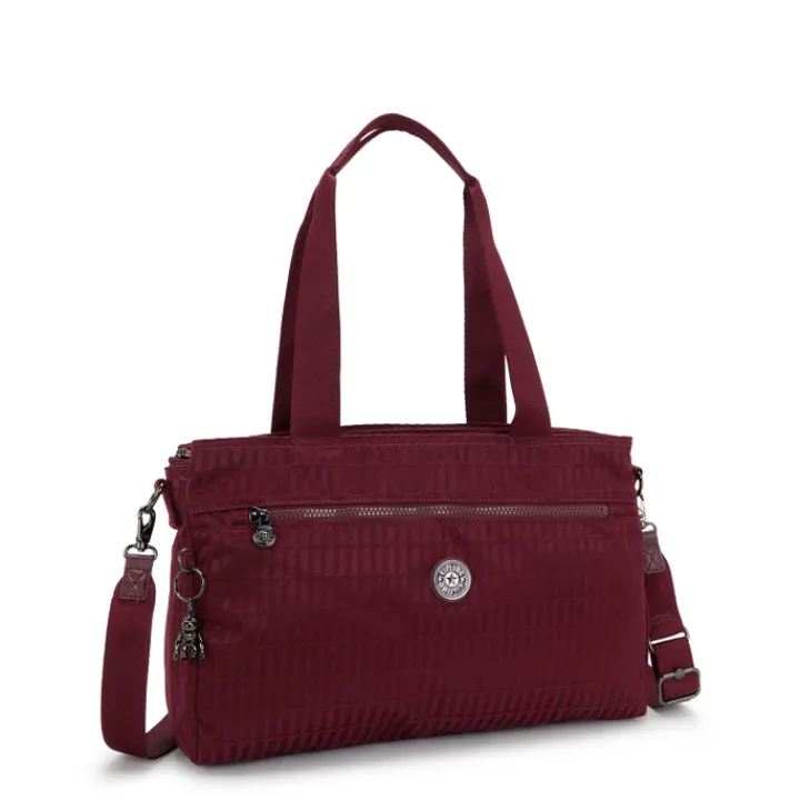 Dames Schooltassen|Schooltas Shoppers>Kipling Elysia Work S e jq maroon tile jacquard