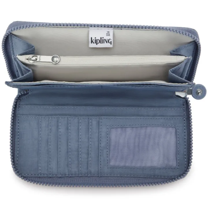 Rfid Portemonnees|Grote Portemonnees>Kipling Money World blue stone