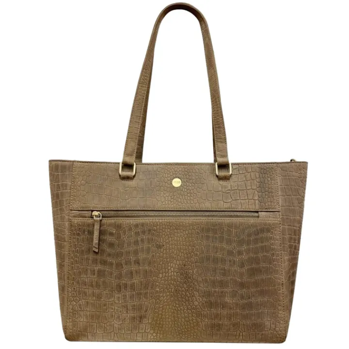 Schoudertassen|Fashion Tassen>MOSZ MÔSZ Viona Croco Laptopbag 15.6" taupe