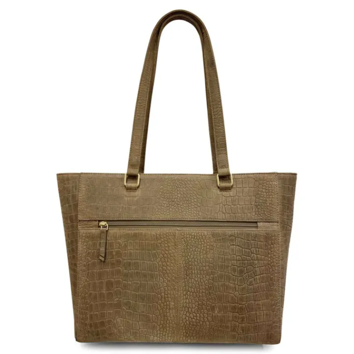 Schoudertassen|Fashion Tassen>MOSZ MÔSZ Viona Croco Laptopbag 15.6" taupe