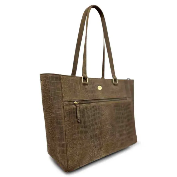 Schoudertassen|Fashion Tassen>MOSZ MÔSZ Viona Croco Laptopbag 15.6" taupe