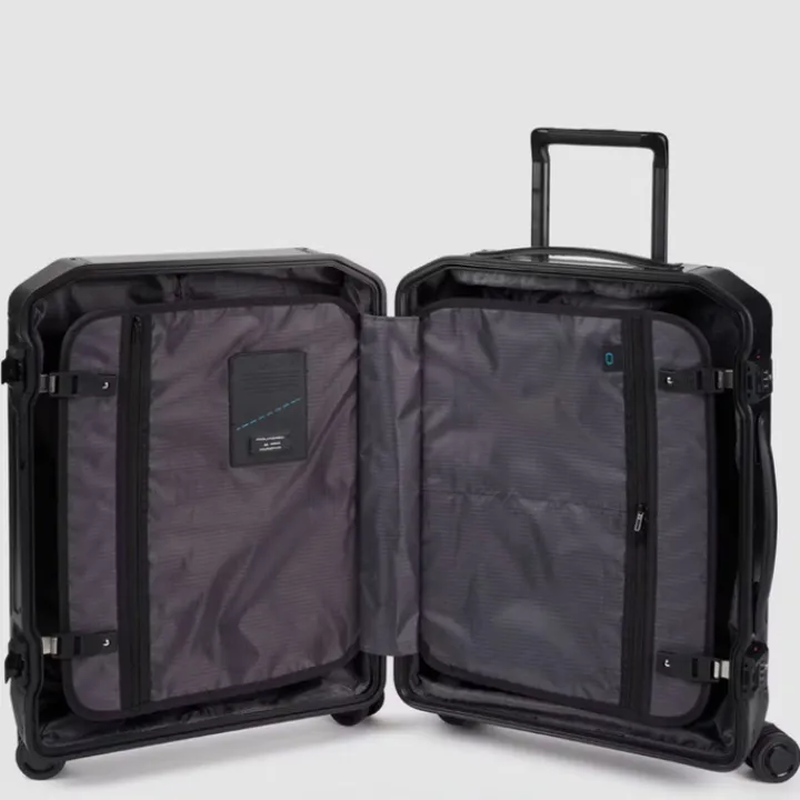 Ryanair Trolleys|Handbagage Trolleys>Piquadro Alu Slim 4 Wheel Cabin Trolley black