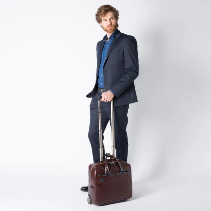 Handbagage Trolleys|Laptop Trolleys>Piquadro Black Square Briefcase with wheels brown