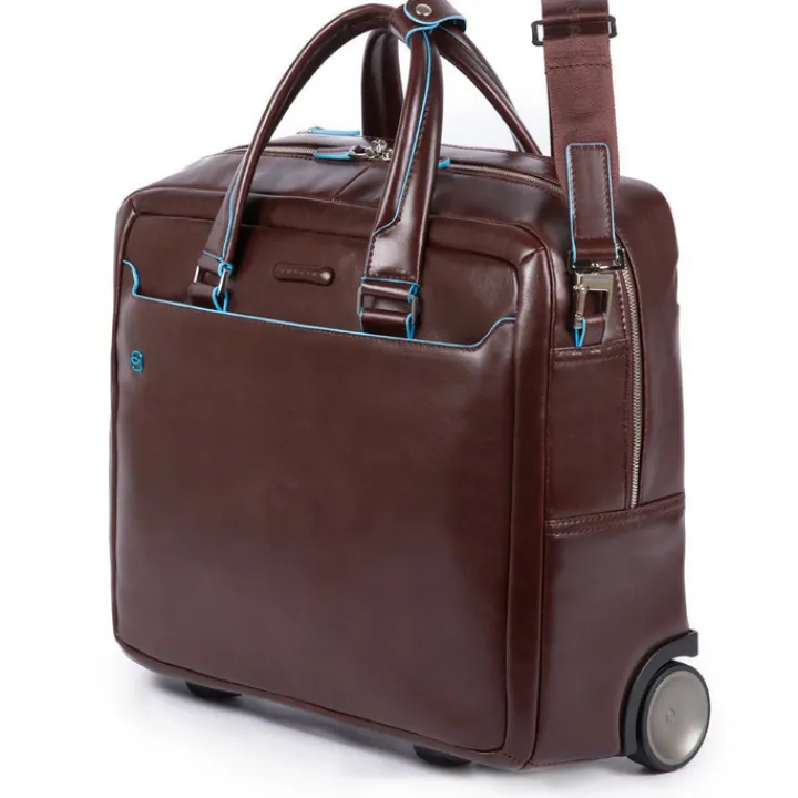 Handbagage Trolleys|Laptop Trolleys>Piquadro Black Square Briefcase with wheels brown