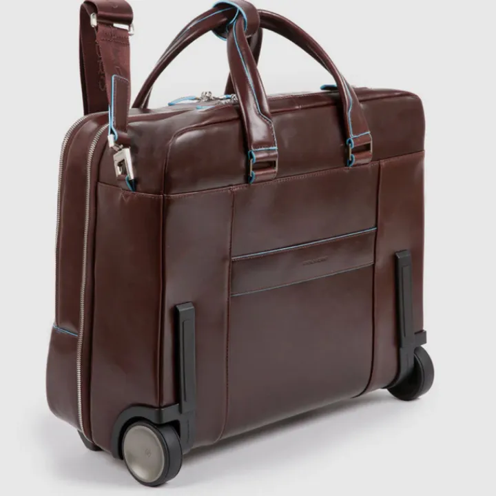 Handbagage Trolleys|Laptop Trolleys>Piquadro Black Square Briefcase with wheels 2 compartments black
