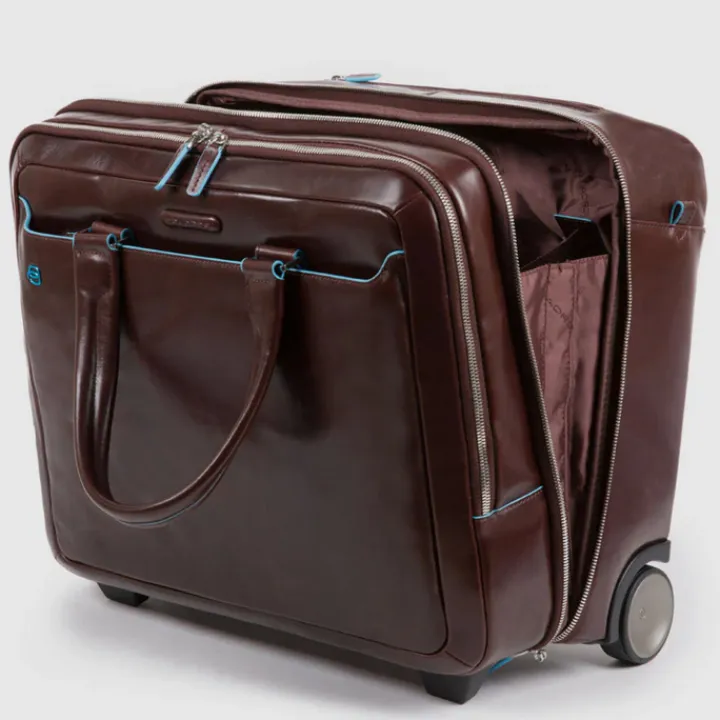 Handbagage Trolleys|Laptop Trolleys>Piquadro Black Square Briefcase with wheels 2 compartments black