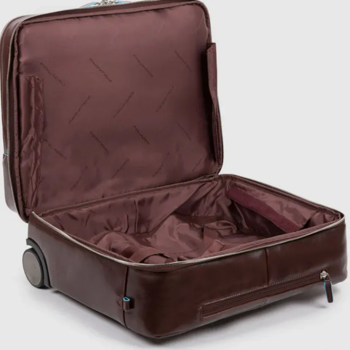 Handbagage Trolleys|Laptop Trolleys>Piquadro Black Square Briefcase with wheels 2 compartments black