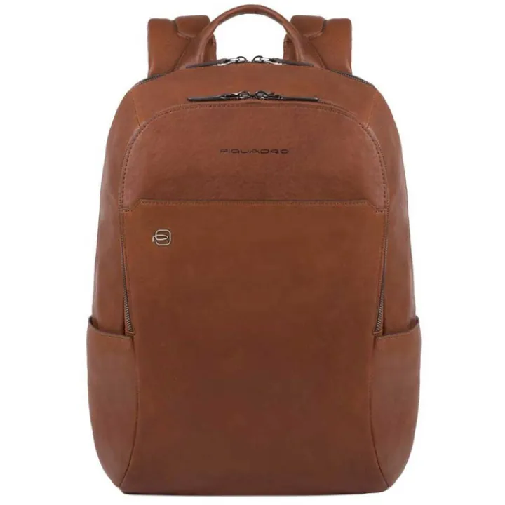 Kleine Rugzakken|13 Inch Laptoptassen>Piquadro Black Square Computer Backpack with iPad Compartment tobacco