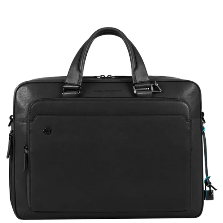 Herentassen|15 Inch Laptoptassen>Piquadro Black Square Portfolio Computer Briefcase with iPad Compartment black