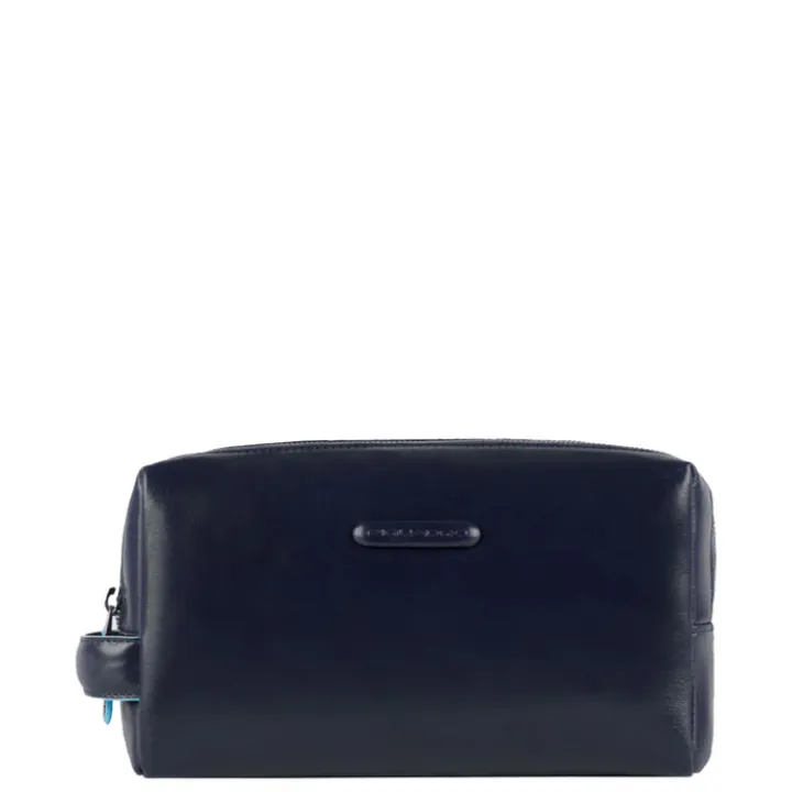 Toilettassen>Piquadro Blue Square Beauty bag 2 zippers brown