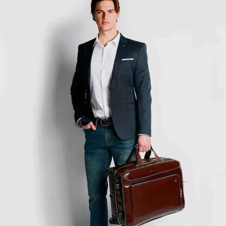 Handbagage Trolleys|Handbagage Koffers>Piquadro Blue Square Cabin Trolley black