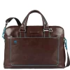 Herentassen|15 Inch Laptoptassen>Piquadro Blue Square Computer Portfolio Briefcase 15'' mahogany