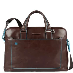 Herentassen|15 Inch Laptoptassen>Piquadro Blue Square Computer Portfolio Briefcase 15'' mahogany