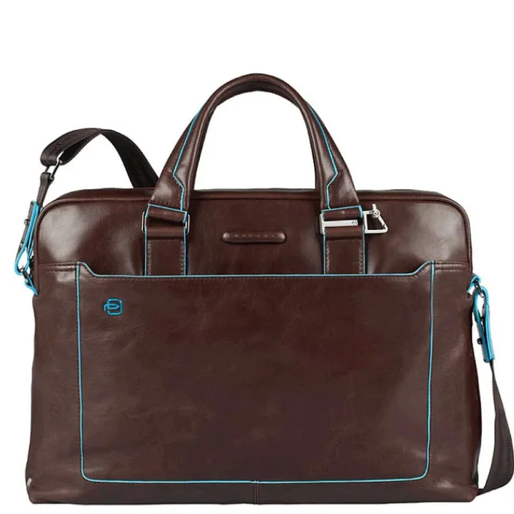 Herentassen|15 Inch Laptoptassen>Piquadro Blue Square Computer Portfolio Briefcase 15'' mahogany