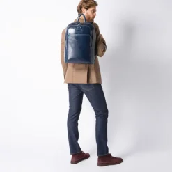 15.6 Inch Laptoptassen|Laptop Rugzakken>Piquadro Blue Square Computer Backpack with iPad Compartment dark brown