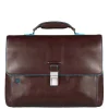 Herentassen|15.6 Inch Laptoptassen>Piquadro Blue Square Exp. Computer Portfolio Briefcase mahogany