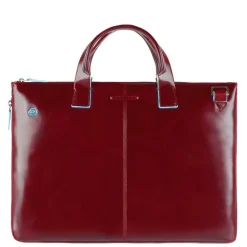 Herentassen|15.6 Inch Laptoptassen>Piquadro Blue Square Expandable Slim Computer Bag 15.6" red