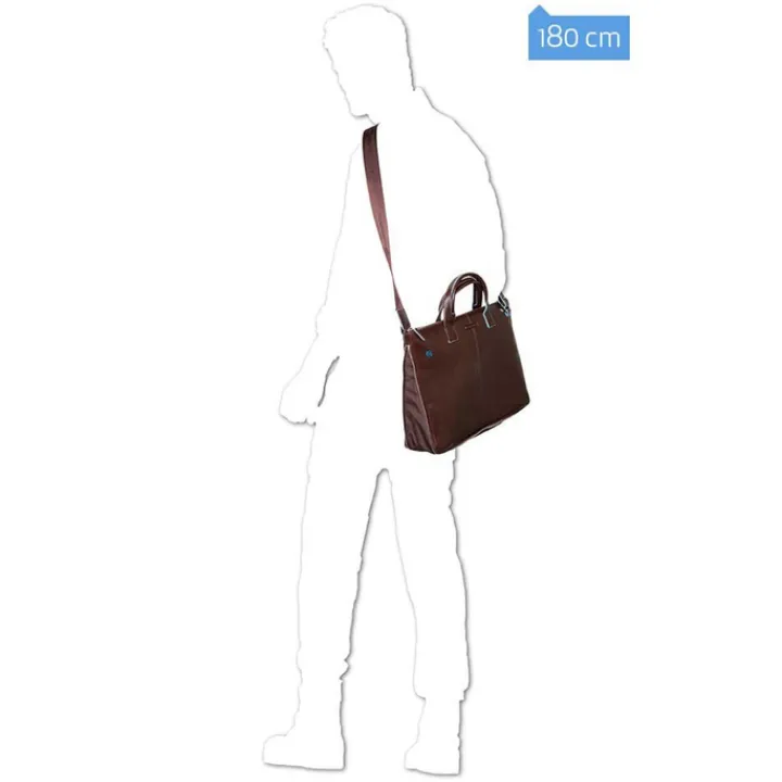 Herentassen|15.6 Inch Laptoptassen>Piquadro Blue Square Expandable Slim Computer Bag 15.6" black