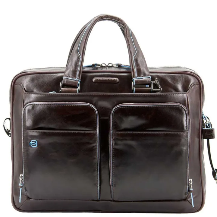 Herentassen|15 Inch Laptoptassen>Piquadro Blue Square Organized Laptop & iPad Case brown
