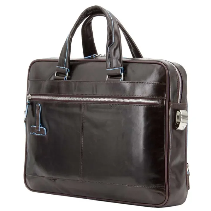 Herentassen|15 Inch Laptoptassen>Piquadro Blue Square Organized Laptop & iPad Case brown