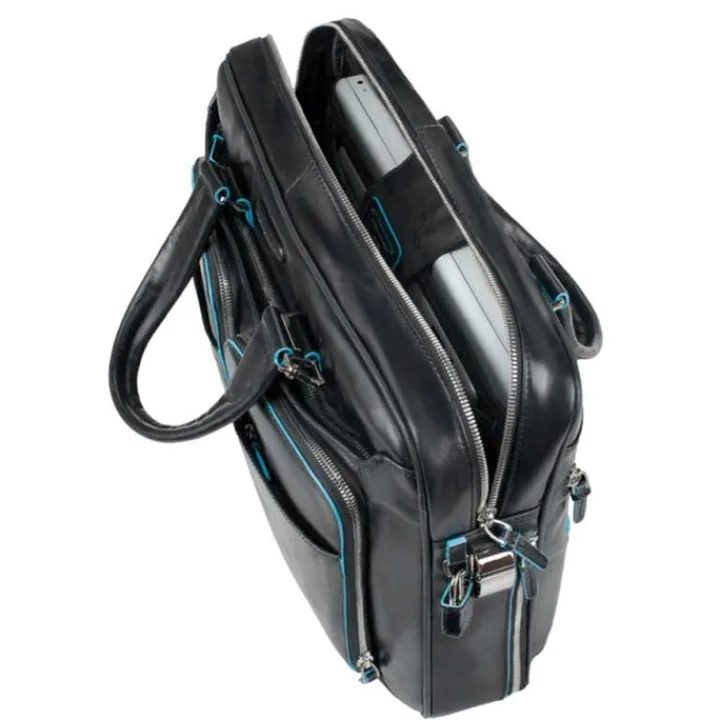 Herentassen|15 Inch Laptoptassen>Piquadro Blue Square Organized Laptop & iPad Case black