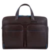 Herentassen|15.6 Inch Laptoptassen>Piquadro Blue Square Revamp Laptopbag brown