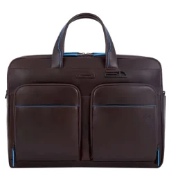 Herentassen|15.6 Inch Laptoptassen>Piquadro Blue Square Revamp Laptopbag brown