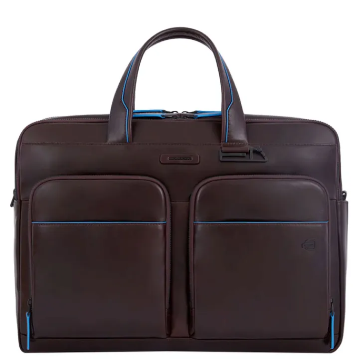 Herentassen|15.6 Inch Laptoptassen>Piquadro Blue Square Revamp Laptopbag brown