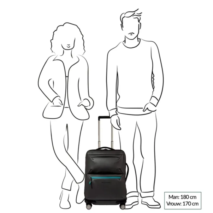 Transavia Trolleys|Ryanair Trolleys>Piquadro C2OW Slim Cabin Spinner 55 nero