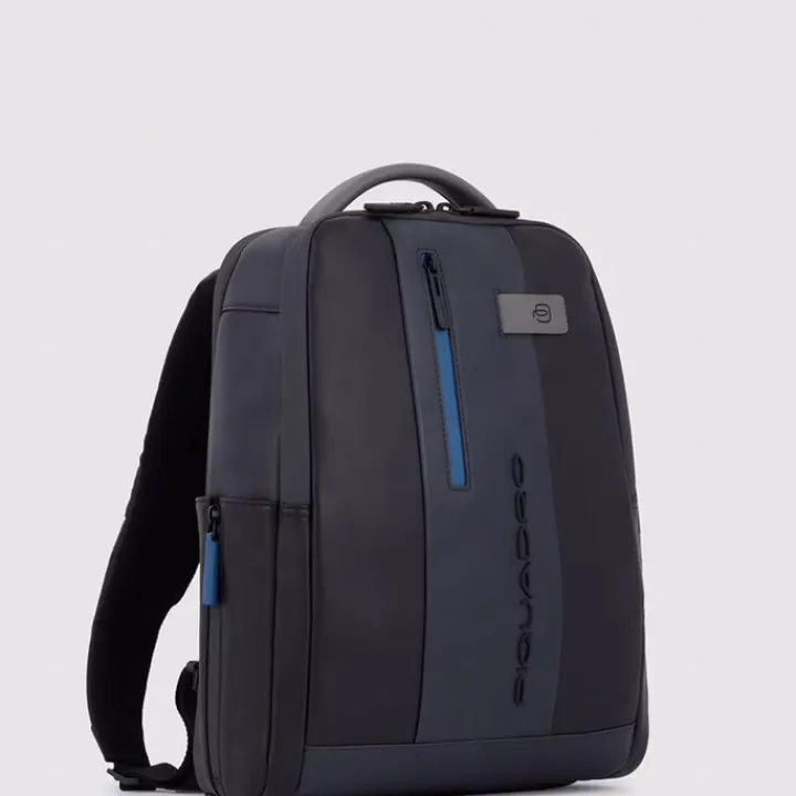 Kleine Rugzakken|14 Inch Laptoptassen>Piquadro Urban Leather Computer Backpack 14" black/grey