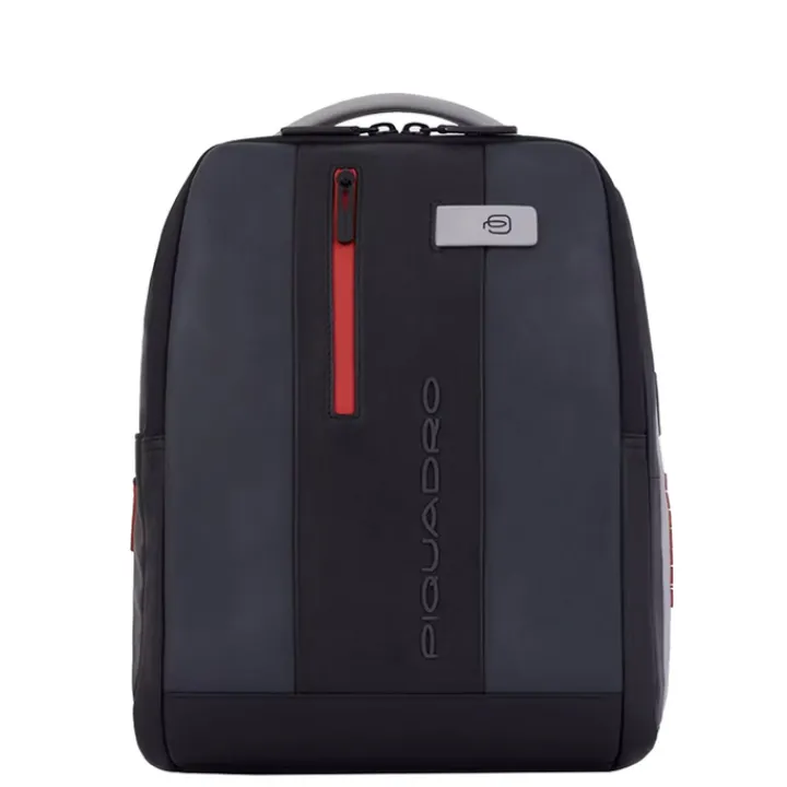 Kleine Rugzakken|14 Inch Laptoptassen>Piquadro Urban Leather Computer Backpack 14" grey/black