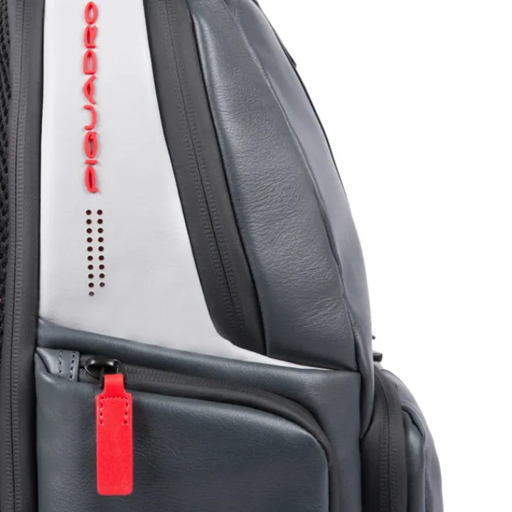 15.6 Inch Laptoptassen|Leren Laptoptassen>Piquadro Urban PC and iPad Backpack with Anti theft cable grey black