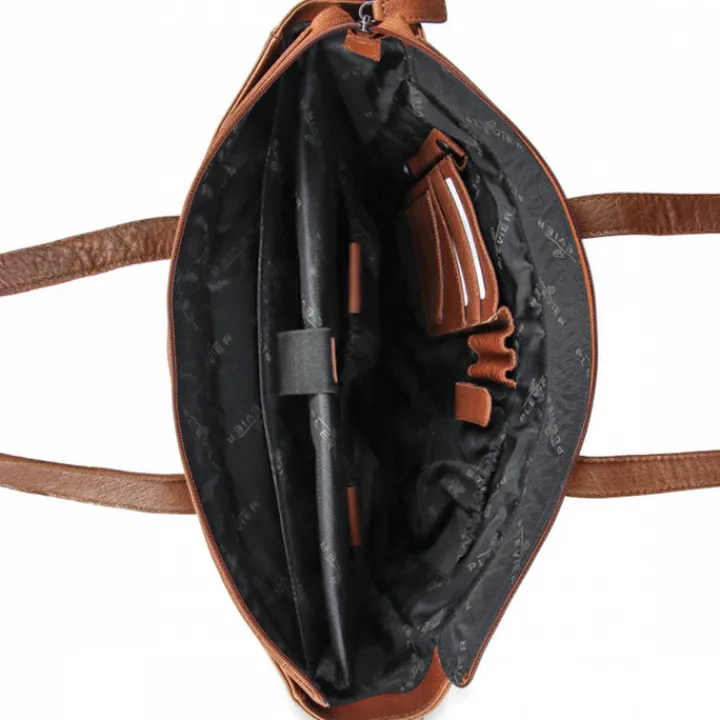 Herentassen|15.6 Inch Laptoptassen>Plevier Agaat Shopper 15.6" cognac