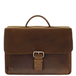 Herentassen|15.6 Inch Laptoptassen>Plevier Retro Newton Laptoptas 3 vaks 15.6" bruin