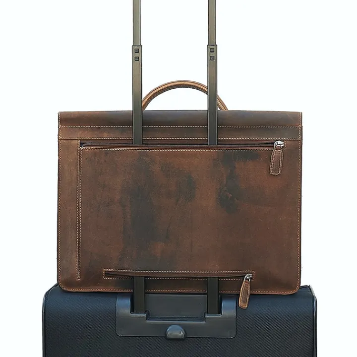 Herentassen|15.6 Inch Laptoptassen>Plevier Retro Newton Laptoptas 3 vaks 15.6" bruin