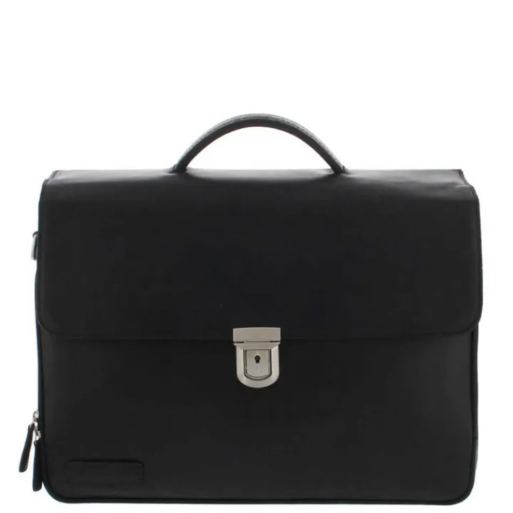 Herentassen|15.6 Inch Laptoptassen>Plevier Vintage Oxford Laptoptas 3 vaks 15.6" zwart