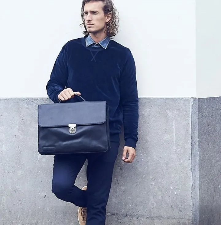 Herentassen|15.6 Inch Laptoptassen>Plevier Vintage Oxford Laptoptas 3 vaks 15.6" zwart