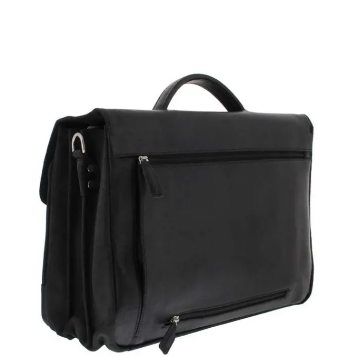 Herentassen|15.6 Inch Laptoptassen>Plevier Vintage Oxford Laptoptas 3 vaks 15.6" zwart