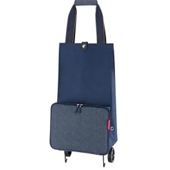 Boodschappen Trolleys|Reistrolleys>Reisenthel Shopping Foldable Trolley herringbone dark blue