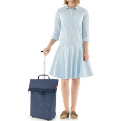 Boodschappen Trolleys|Reistrolleys>Reisenthel Shopping Trolley M herringbone dark blue