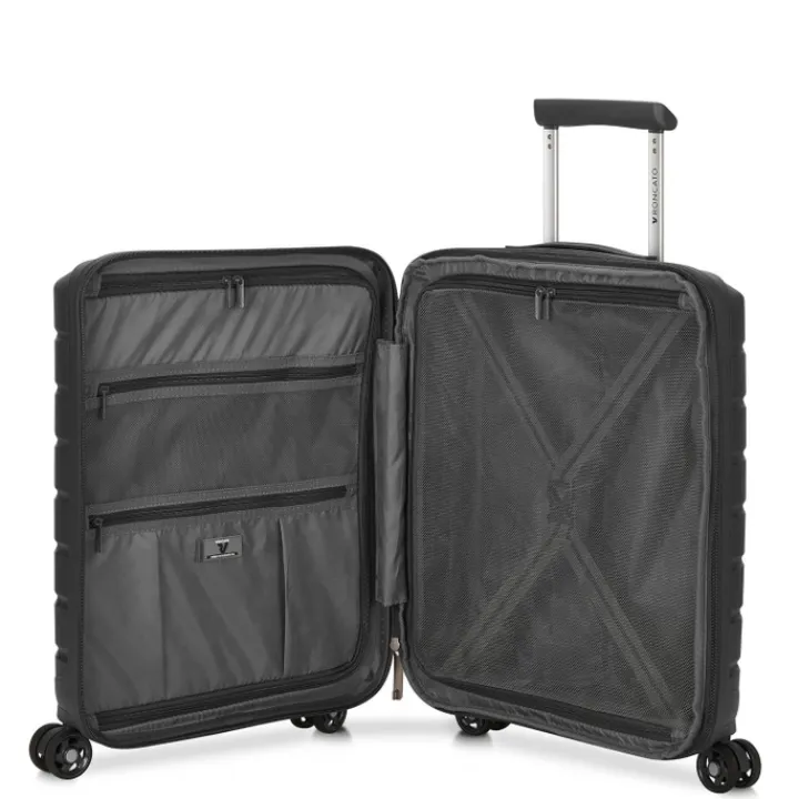 Transavia Trolleys|Ryanair Trolleys>Roncato B-Flying Cabin Trolley 55 with Front Pocket nero