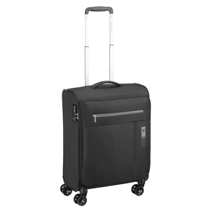 Transavia Trolleys|Ryanair Trolleys>Roncato Lite Soft 4 Wheel Cabin Trolley nero fumo