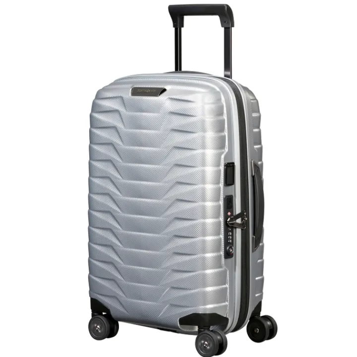 Transavia Trolleys|Klm Trolleys>Samsonite Proxis Spinner 55/35 Expandable silver